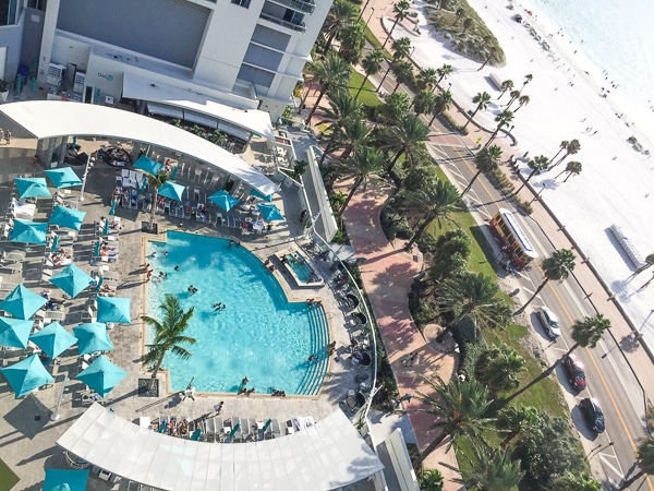 A view of the pool from the room at the Wyndham Grand Clearwater Beach.