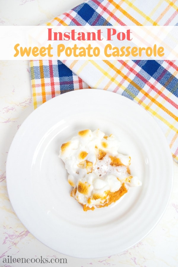 Say hello to your new favorite Thanksgiving side dish! This instant pot sweet potato casserole is insanely easy to make and tastes so good thanks to the creamy sweet potatoes, sweet orange juice, and toasted marshmallows.