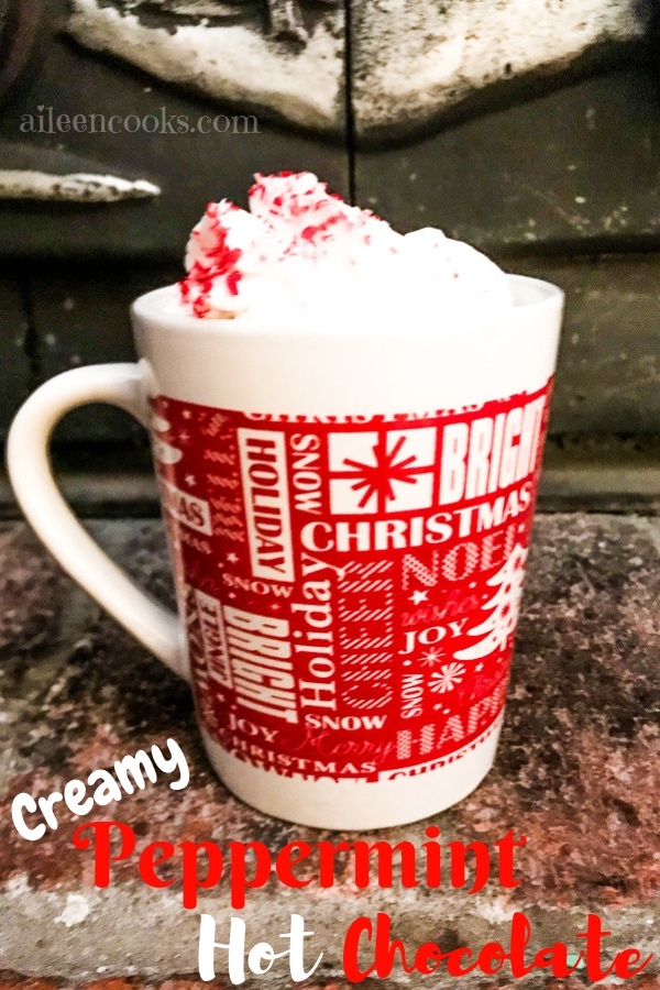 Warm up with this creamy peppermint hot chocolate recipe. This homemade hot cocoa recipe is easy to make and extra special, thanks to the peppermint candies added in for flavor.