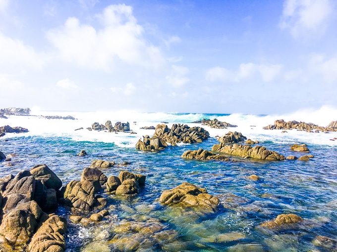 The waves and rocks in Pacific Grove, CA.