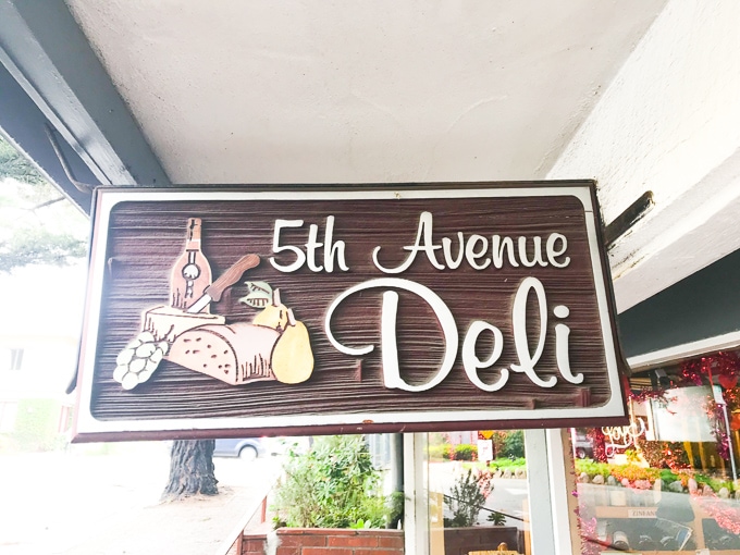 The sign for 5th Avenue Deli in Carmel by the Sea.