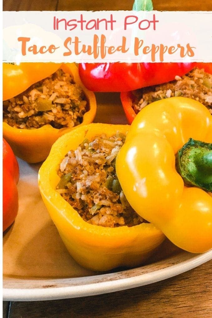 Red and yellow taco stuffed peppers.