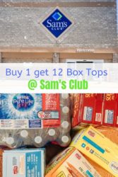 Collage photo with store front of Sam's Club on top and close up of items with Box Tops on bottom.