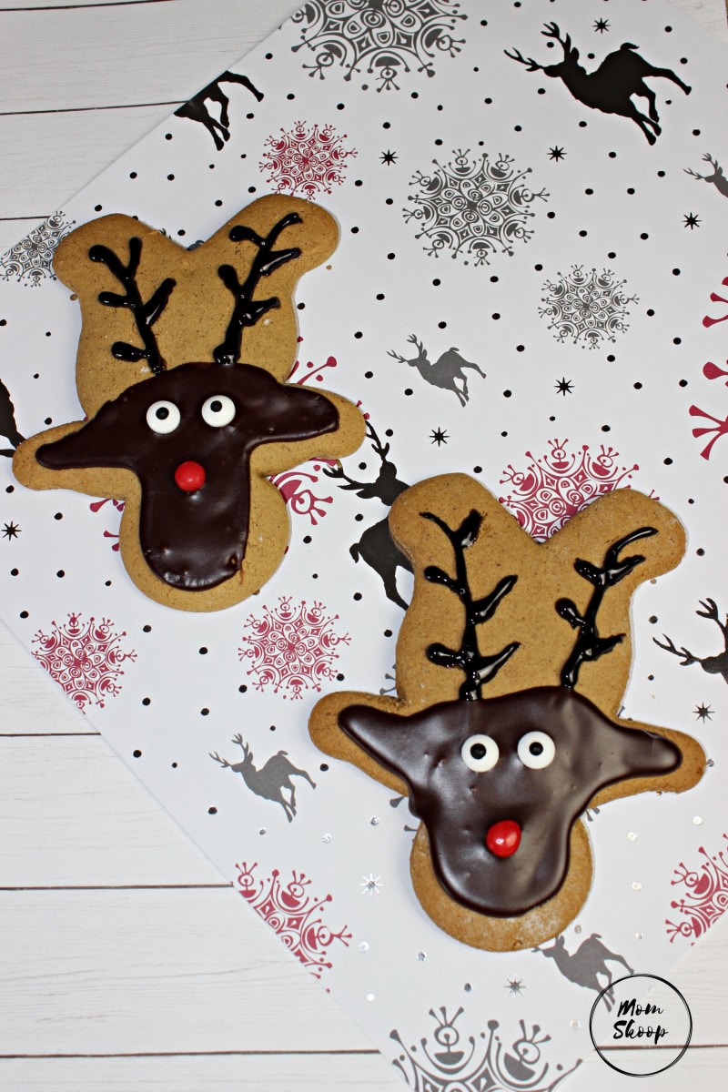 Adorable reindeer cookies with painted on faces.