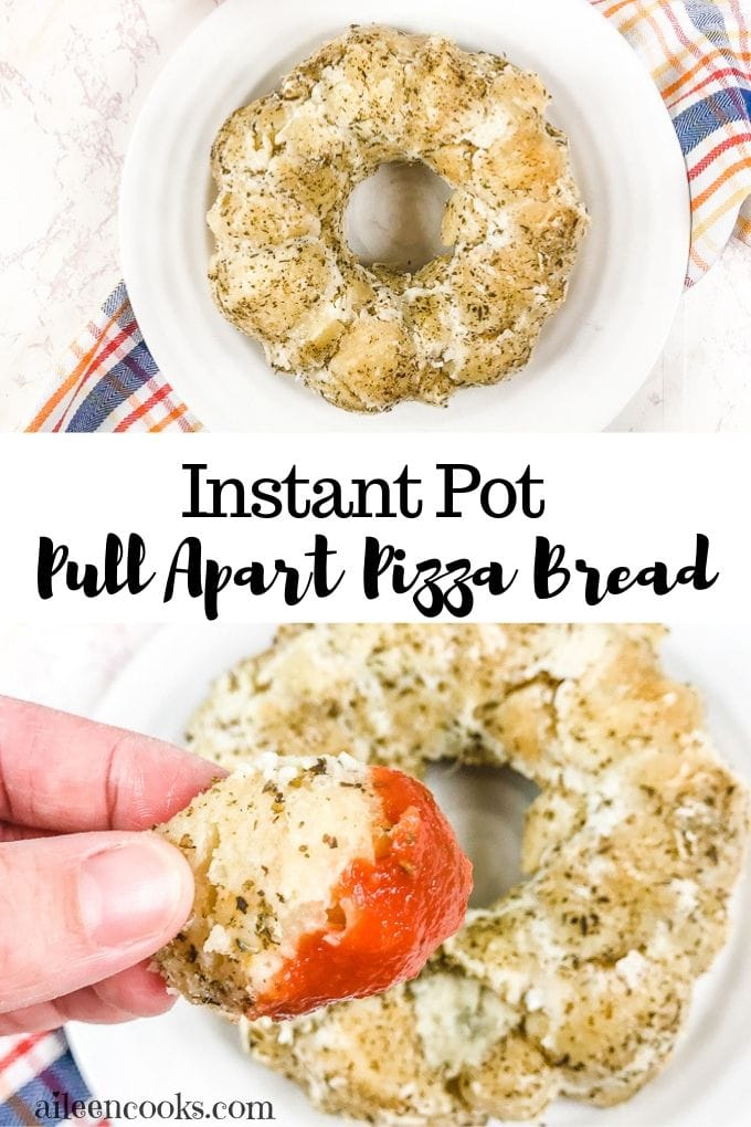 A collage photo of instant pot pull apart pizza bread.