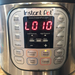 An instant pot that has depressurized for 10 minutes.