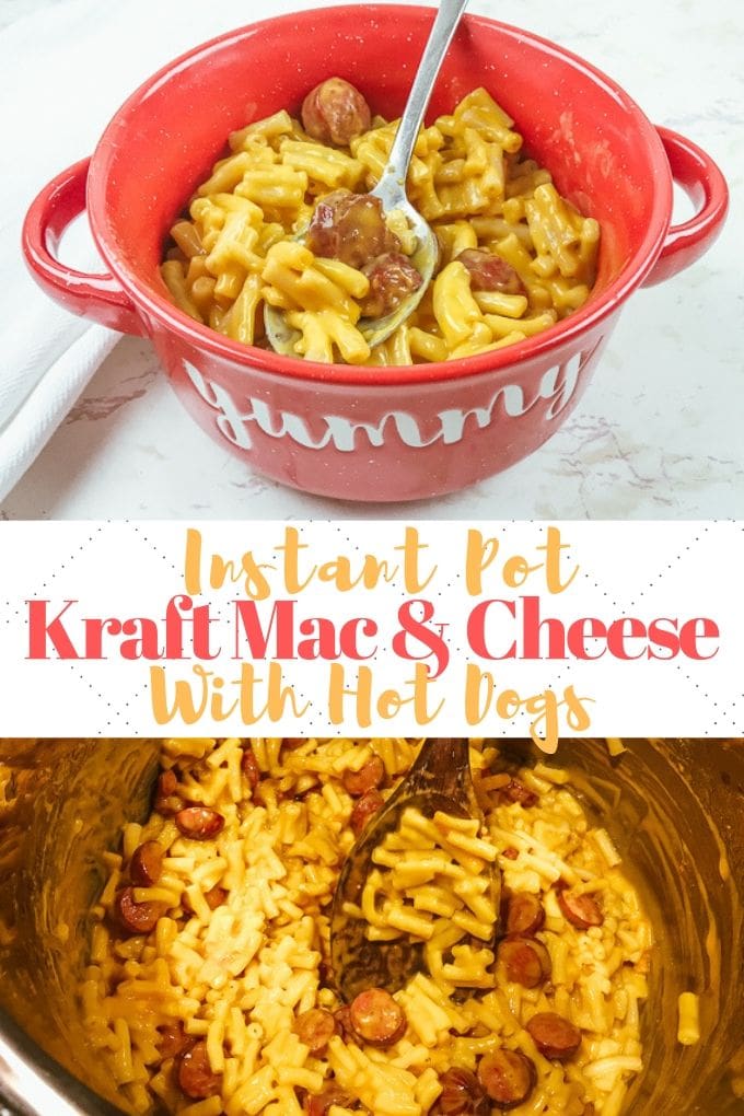 Collage photo of instant pot Kraft macaroni and cheese.