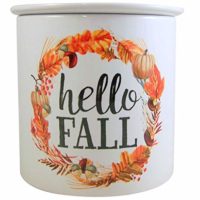Carson Hello Fall Thanksgiving Large Ceramic Dip Chiller with Lid, Holds 2 Cups