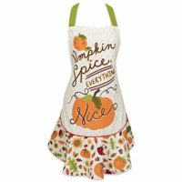 Fall Pumpkin Spice Kitchen Apron with Pocket and Extra Long Ties