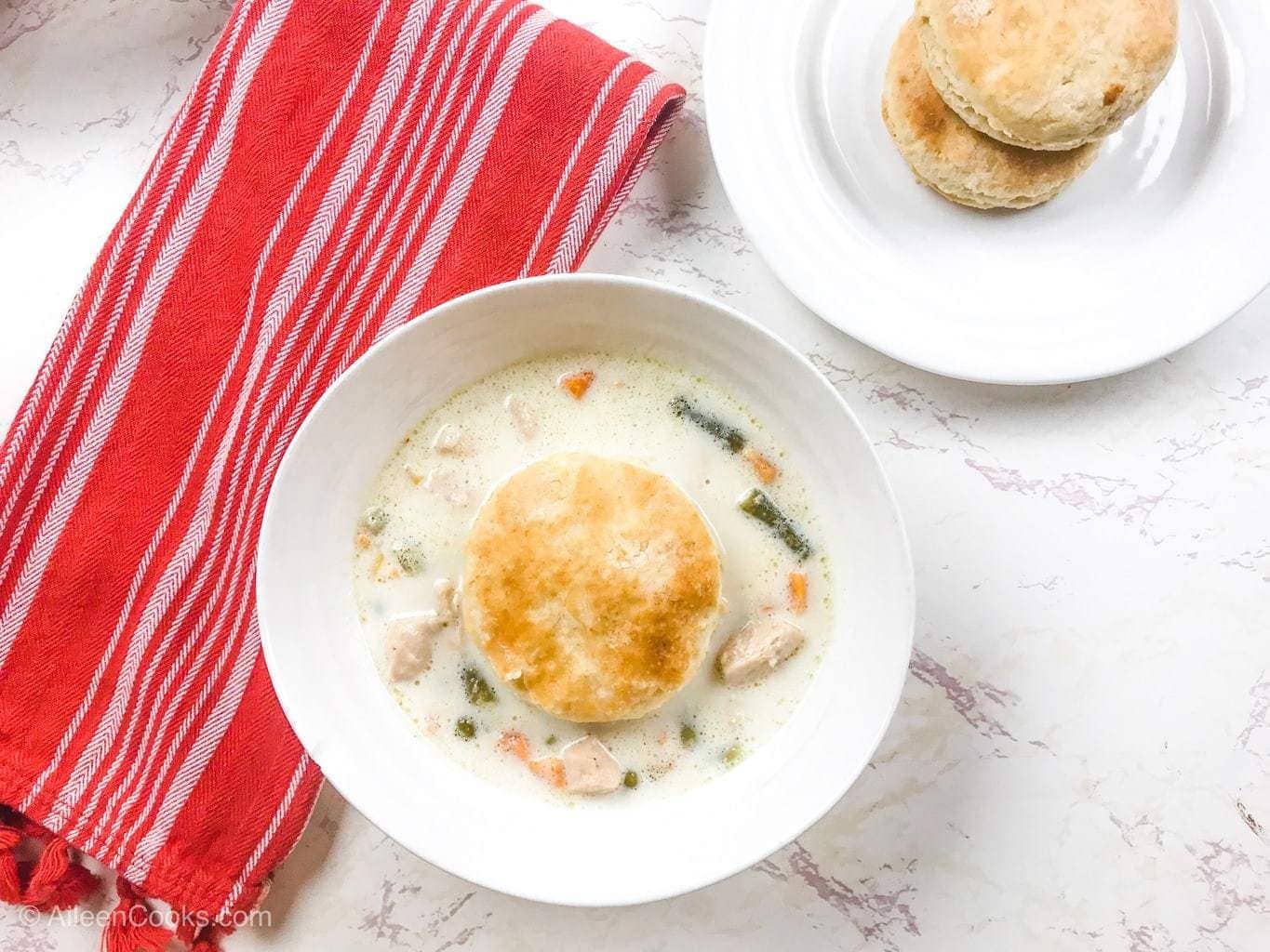 Instant Pot Chicken Pot Pie Soup with Biscuit Topping