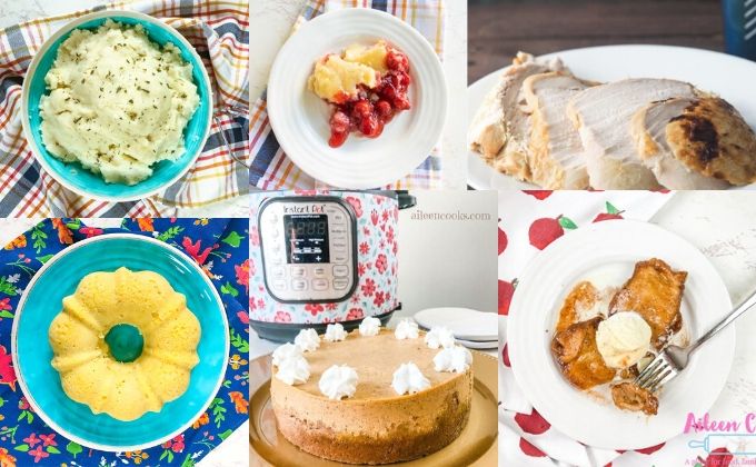 Instant Pot thanksgiving recipes including cornbread, cheesecake, turkey, mashed potatoes, and more!
