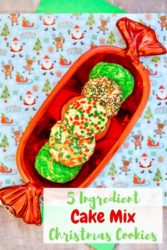 Christmas cookies with words "5 ingredient cake mix christmas cookies