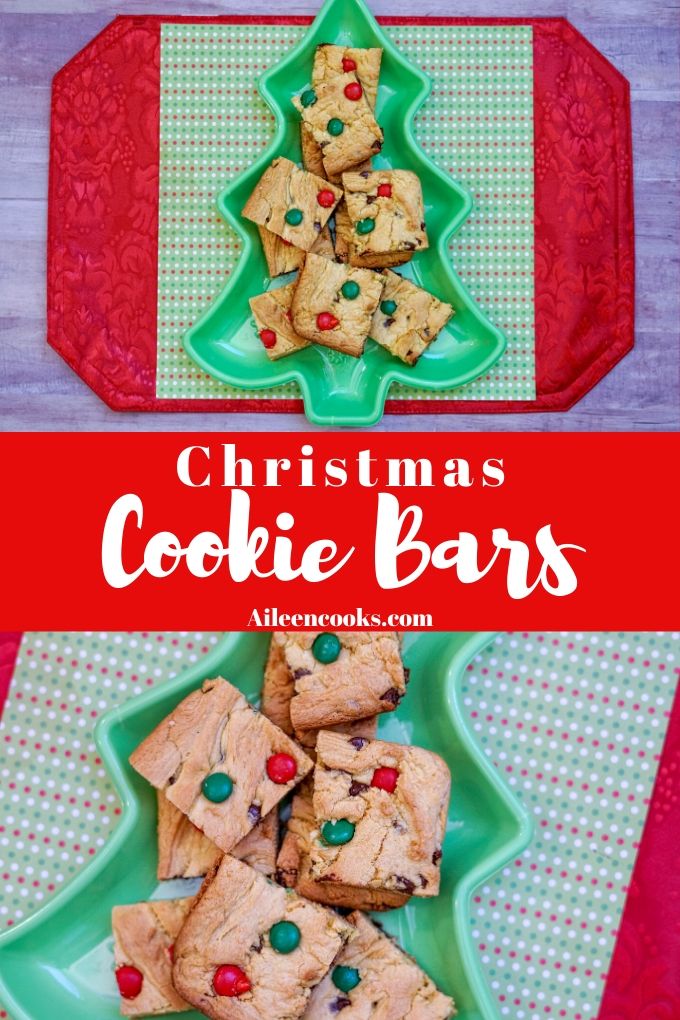 Collage photo of cookie bars and words "Christmas cookie bars"