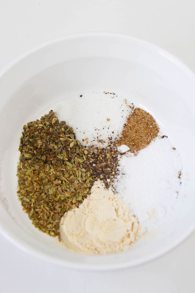 Seasonings in white bowl