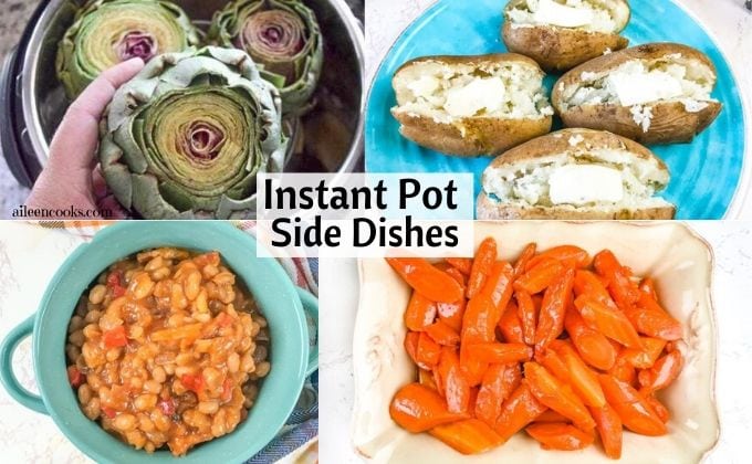 Collage of side dishes made in instant pot