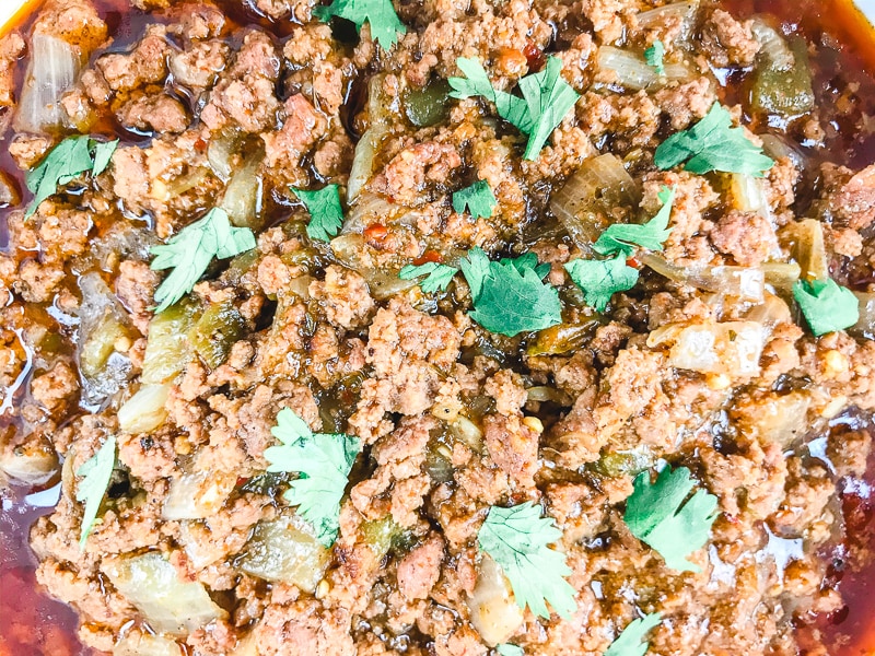 Close up of instant pot taco meat.