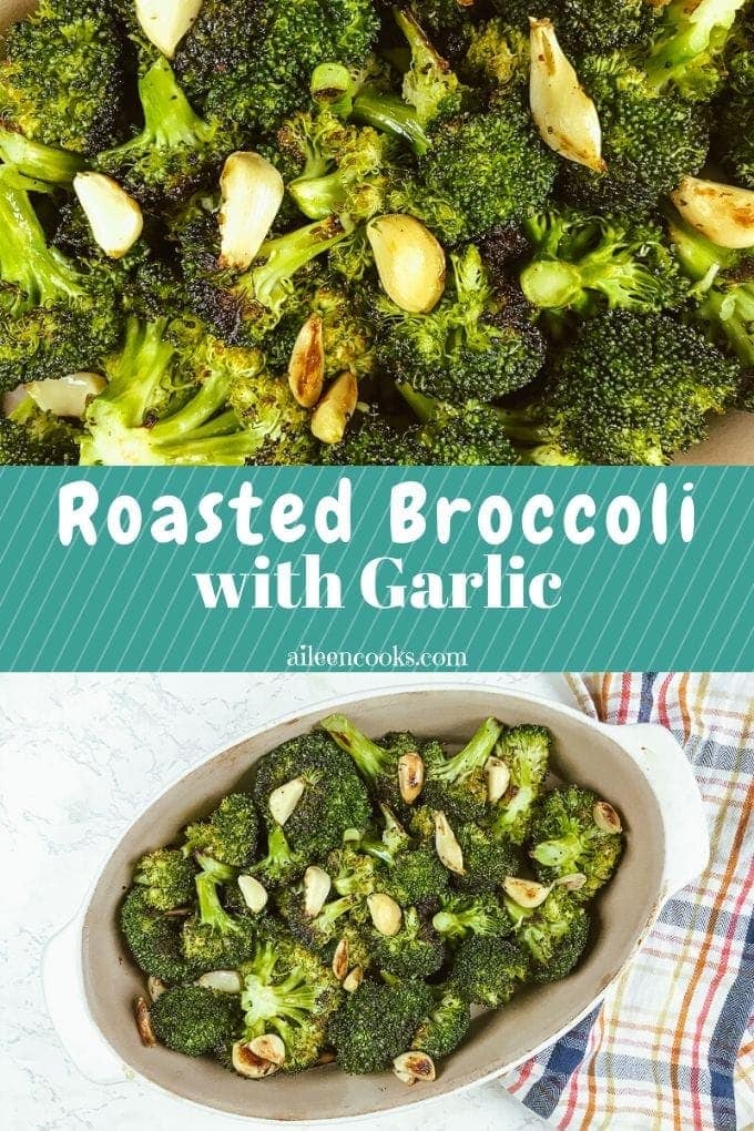 Collage photo of roasted broccoli.