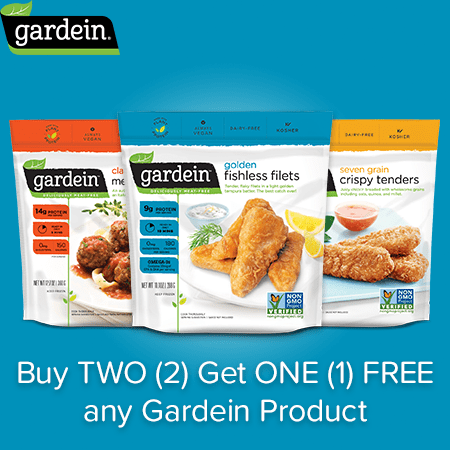Blue image with three packages of Gradien products and words "buy two get one free".