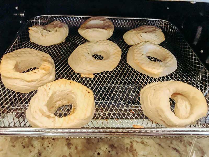 Donuts freshly flipped in air fryer.