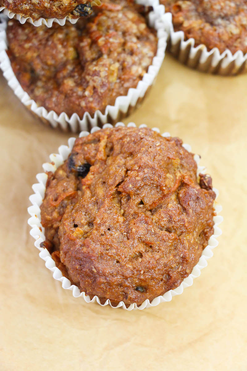 Close up of healthy morning glory muffin.