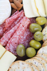 Close up of salami in center.