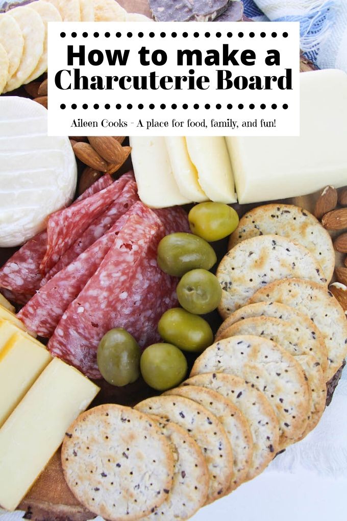 A platter of cheeses and meats.