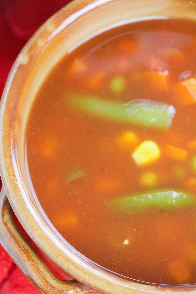 Close up of instant pot vegetable soup.