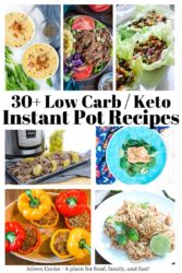 A collage photo of low carb meals made in the instant pot.