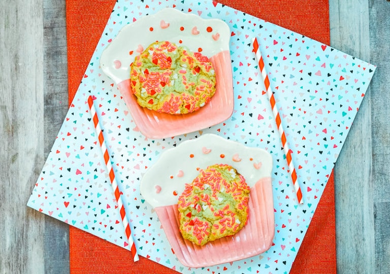 Easy Valentine’s Day Sprinkle Cookies