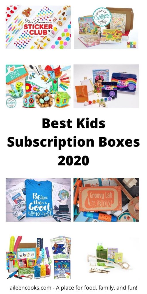 Collage photo of subscription boxes for kids.