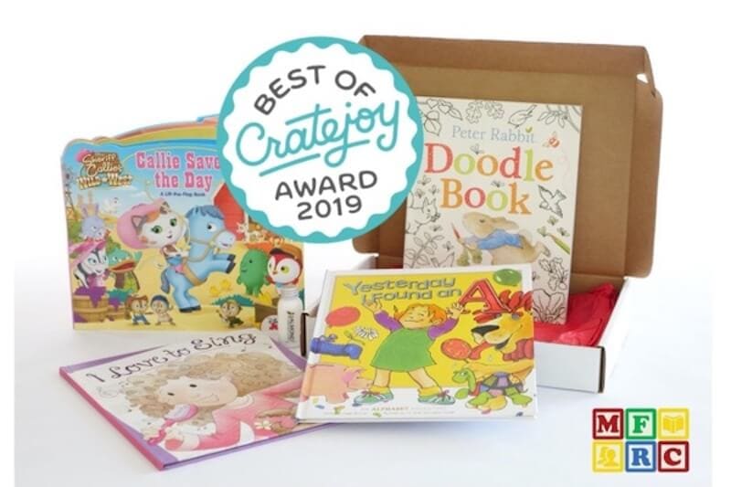 A book subscription box showing four books and the words "best of Cratejoy Award 2019"