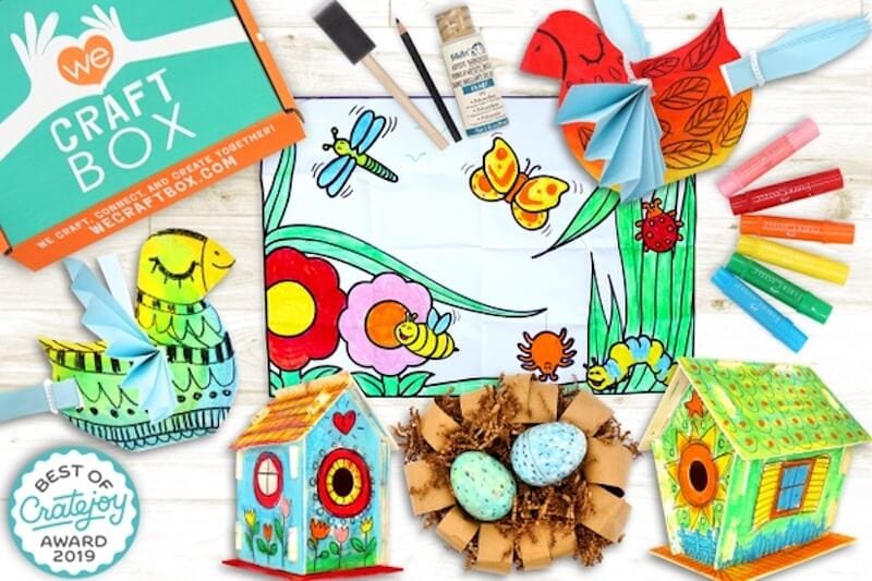 We craft box with spring crafts shown.