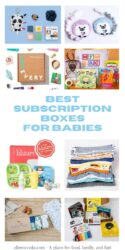 Collage photo featuring 8 subscription boxes and the words "best subscription boxes for babies".