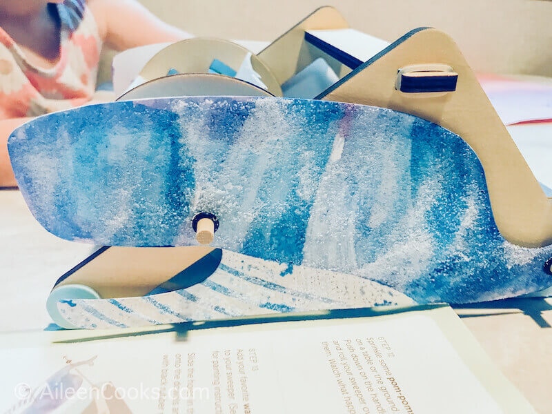 Close up of a salt painted whale.