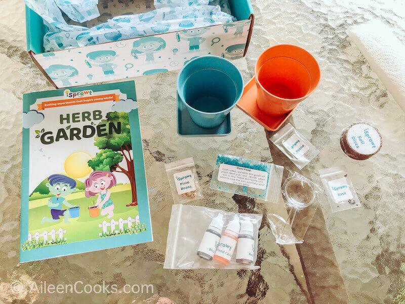 The contents of the iSprowt Herb Garden Kit.