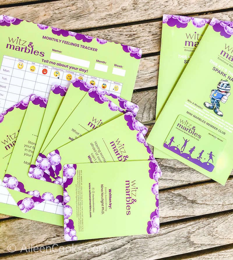 Green and purple mindfulness cards by Witz & Marbles.