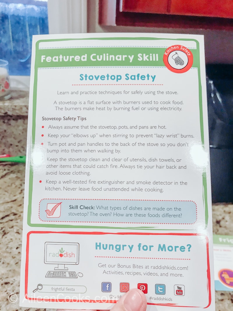 A brochure on stovetop safety for kids.