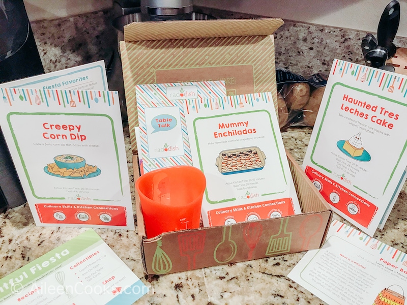 The inside of the Raddish kids cooking subscription box.