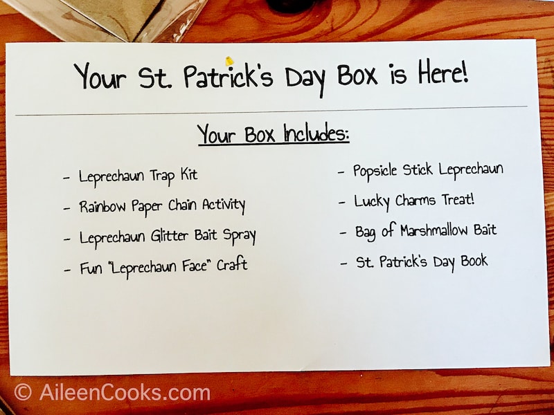 The packing list for the March Making Memories Box