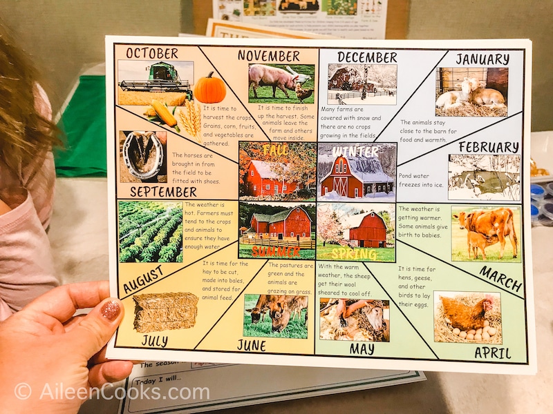 A farm-themed activity sheet.