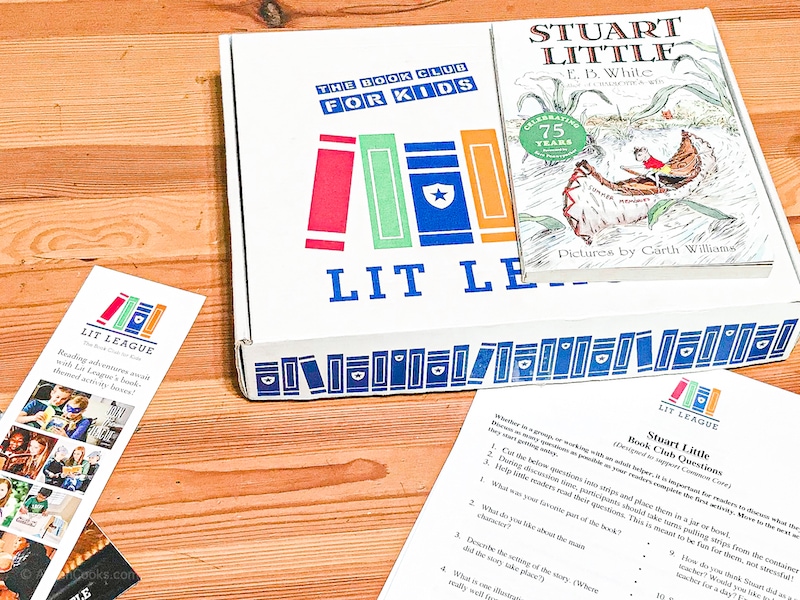 Stuart Little the book on top of a Lit League subscription box.