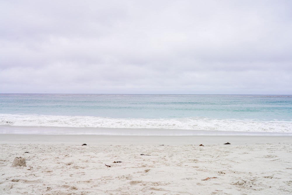 A view of the ocean and sand at Carmel beach.