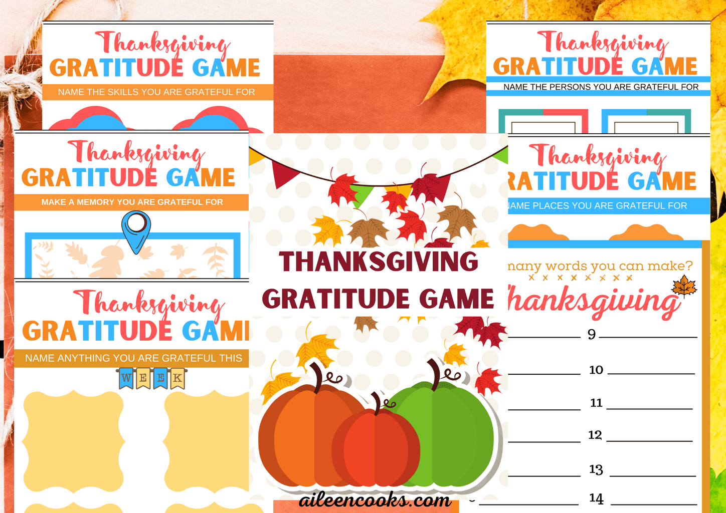 Thanksgiving Gratitude Game - Free Printable Game - Aileen Cooks