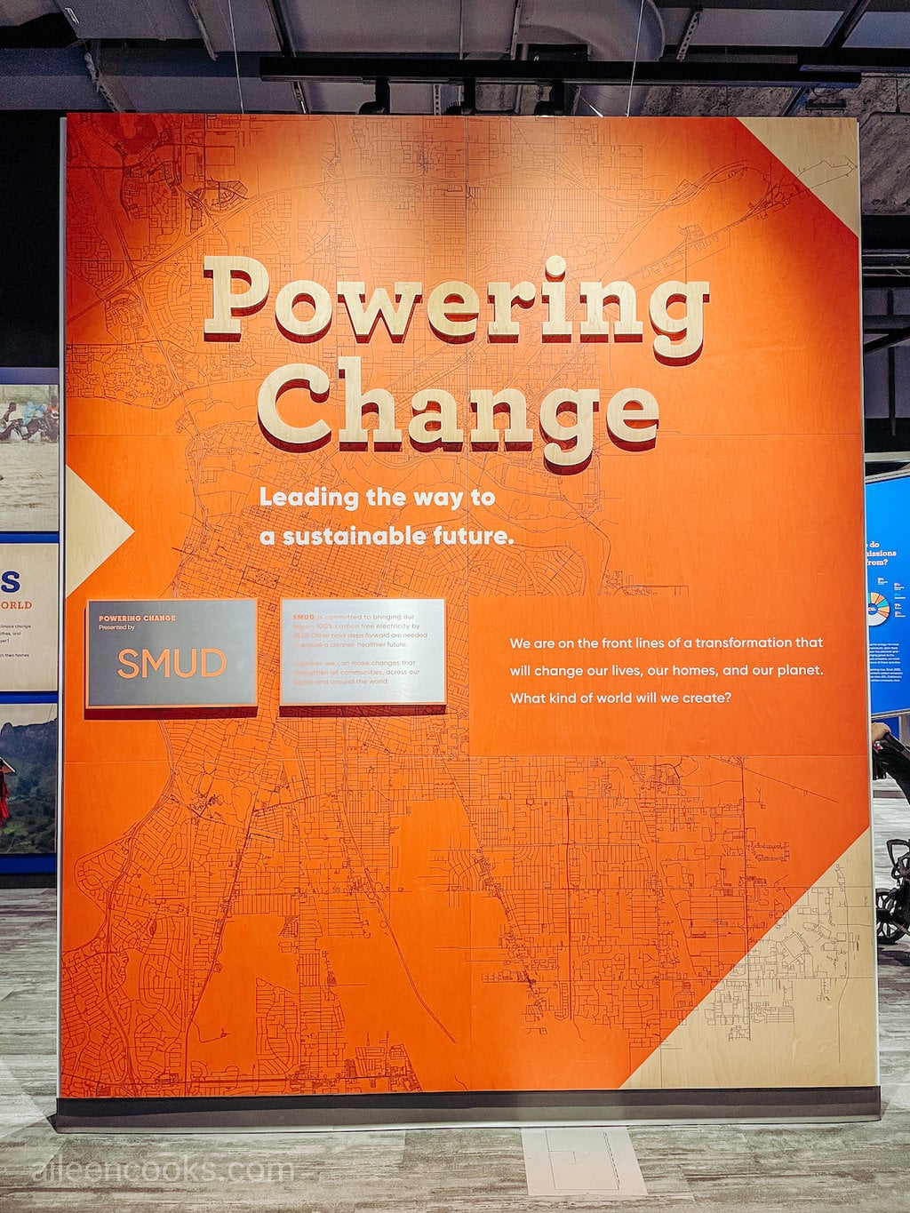 A mural about the Powering Change exhibition at MOSAC.