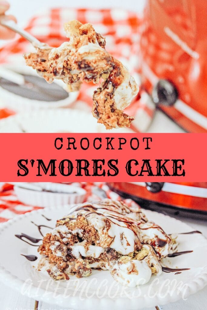 Are you ready for some Crockpot smores? It’s time to enjoy some smores without the commitment of a camping trip! My Crockpot Smores Cake consists of a delicious, fluffy vanilla cake topped with marshmallows, graham crackers, and a generous amount of chocolate.