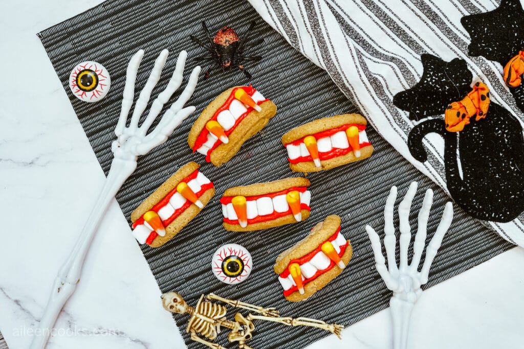 These Vampire Cookies are made of sugar cookies, marshmallows and candy corn. Their ingredients are THE perfect mix for any Halloween dessert! Trust me when I say, “They’re absolutely FANG-tastic!”