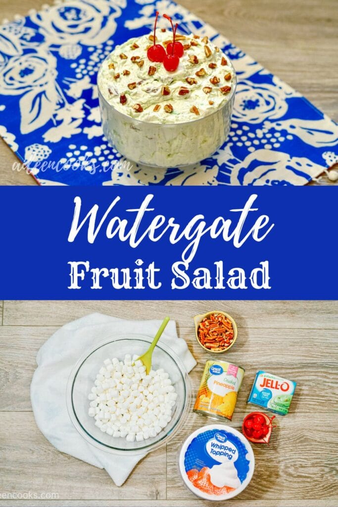 If you’re craving something sweet and unique, a Watergate Salad is always a great idea. This dessert consists of delicious ingredients including pistachio pudding, pineapple, marshmallows and chopped pecan. If you have a sweet tooth, prepare it for a tasty ride!